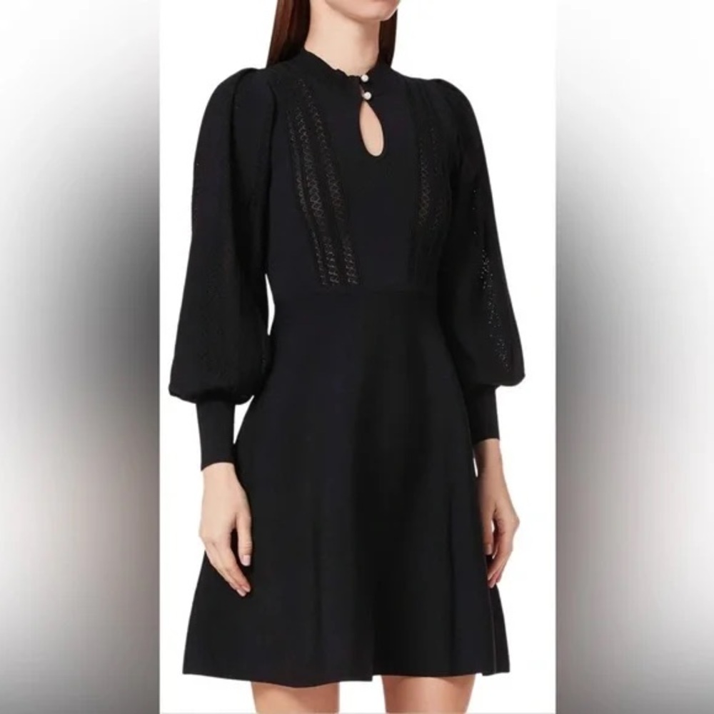 Sandro Black Long Sleeve Dress